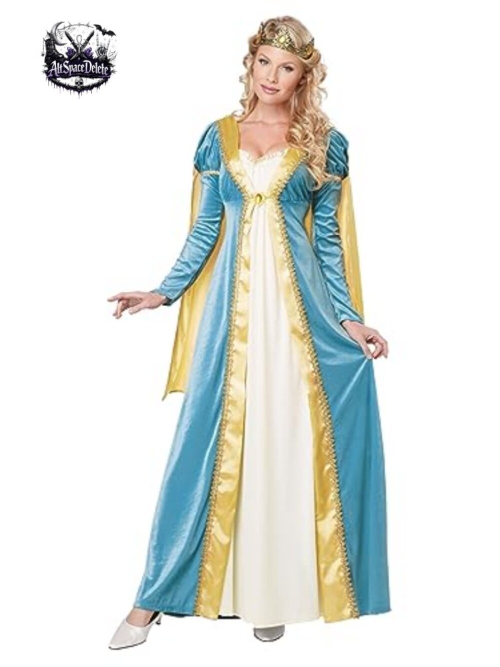 Elegant Empress Renaissance Lady Long Gown Costume with Cape